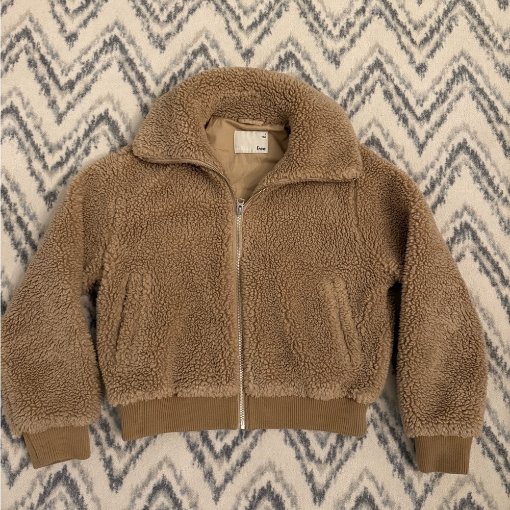 ARITZIA Wilfred Free Tan Teddy Bomber Jacket - Picture 5 of 5
